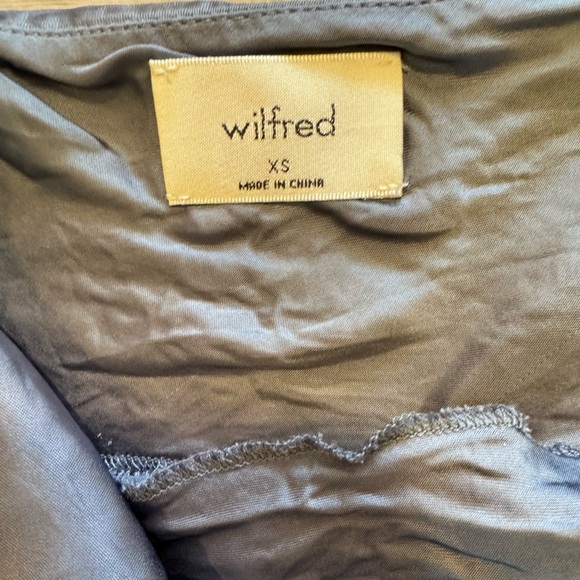 Aritzia Wilfred Dress Davina Ruched Side Cowl Neck Silky Cupro Gray Blue Sexy XS - Picture 7 of 11